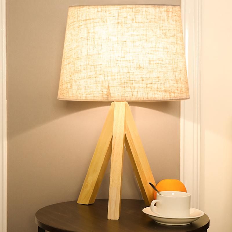 Vintage Wooden Design Bedside Lamp Reading Light Table Lamps Bulb