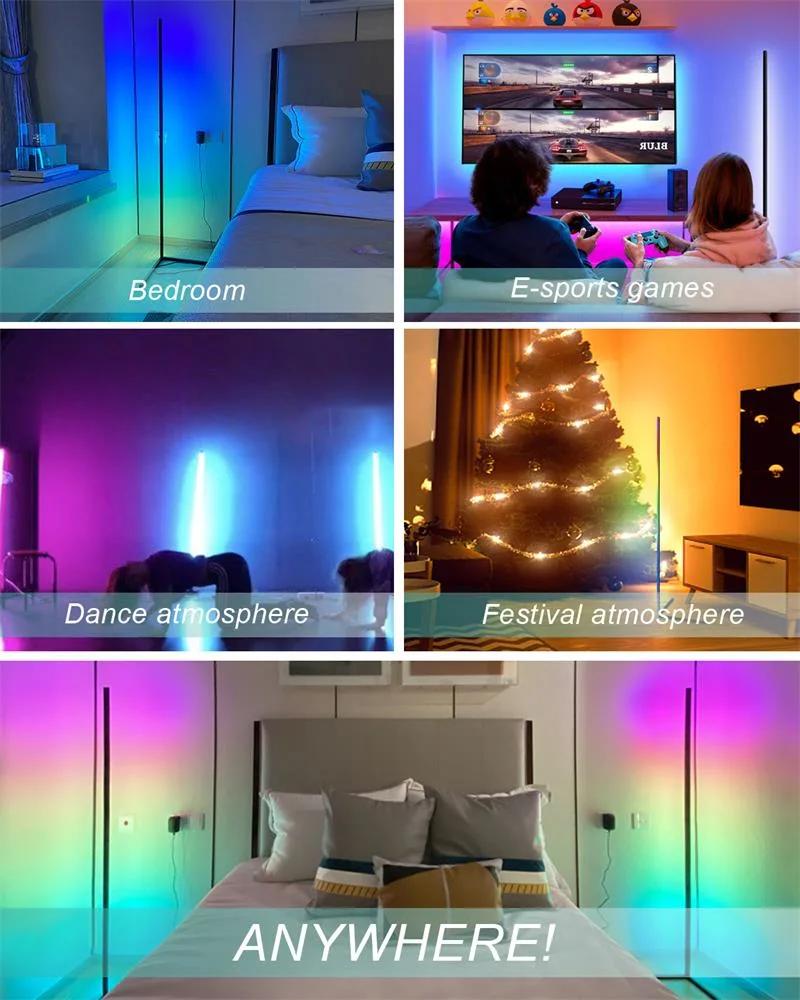 LED Indoor Lights Modern Nordic Luxury Decor Corner Vertical RGB Floor Lamp