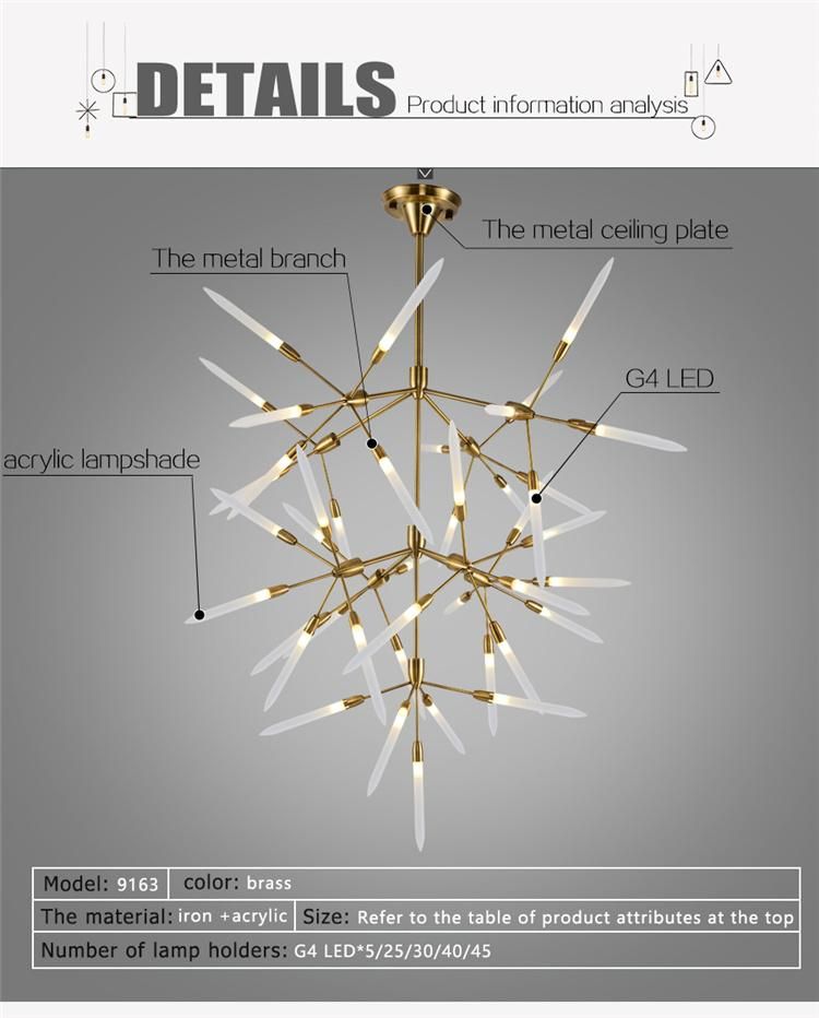 LED Bamboo Pendant Chandelier Lamp for Room