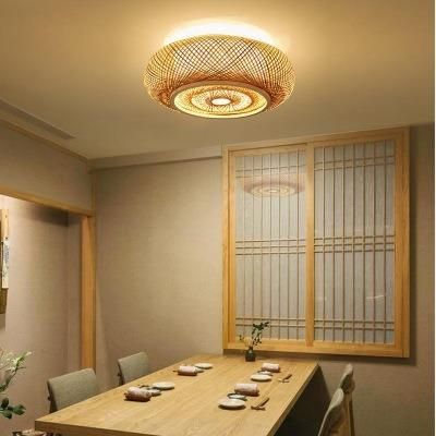 Hand-Woven Bamboo Wicker Rattan Round Lantern Shade Ceiling Light (WH-WA-37)