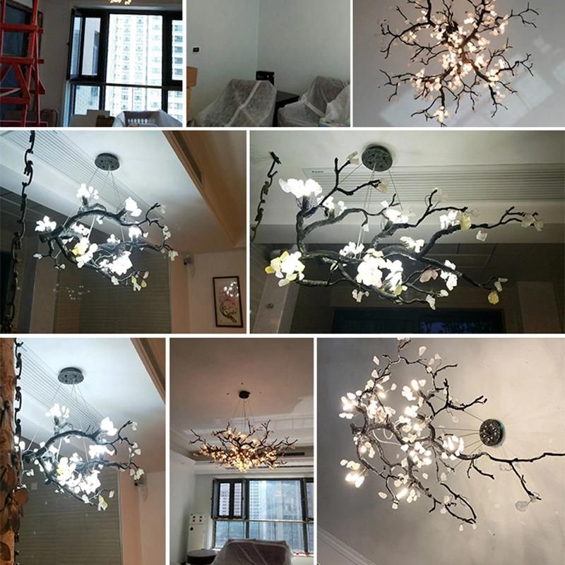 Chinese Style Dining Room Light with Brass Branch Plum Chandelier