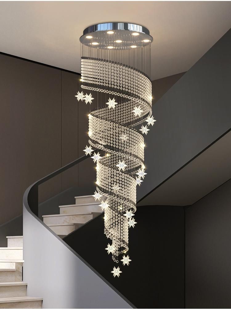 New Design Decorative Commercial Hotel Stair Custom Project Crystal Long Chandelier Light