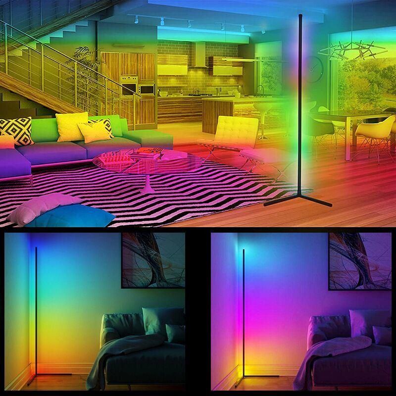 Tube Light New Design Black RGB Remote Control LED Corner Floor Lamp