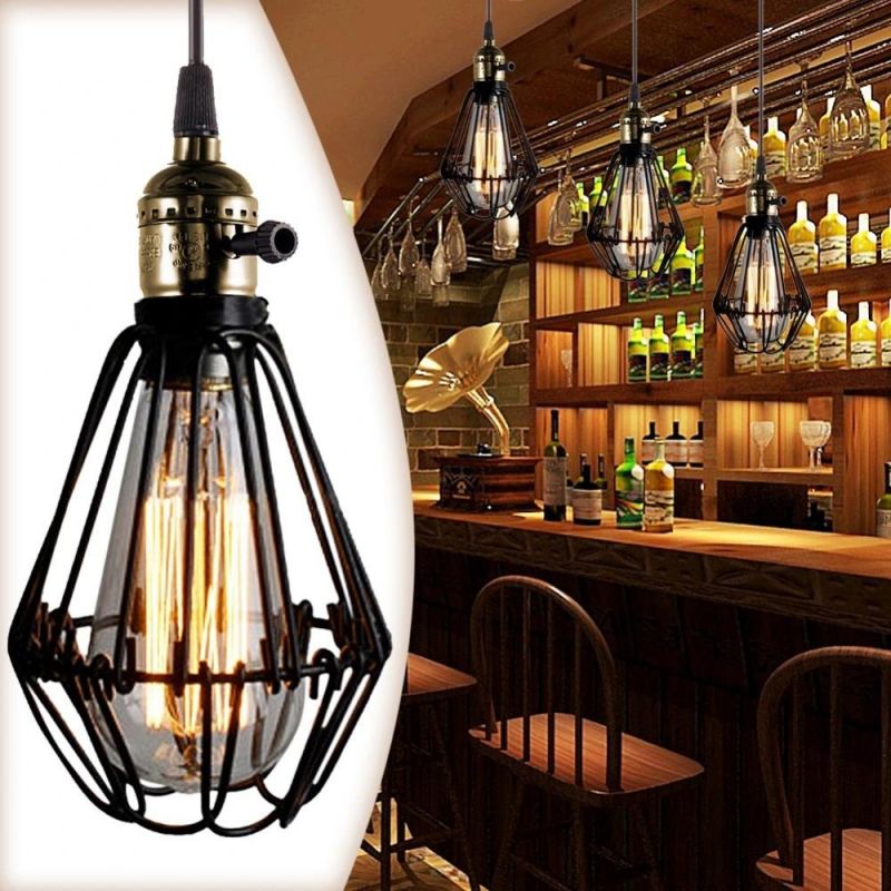 Bar Restaurant Decorative Lamp Simple Cage Shade Pendant Light E27 Light Holder