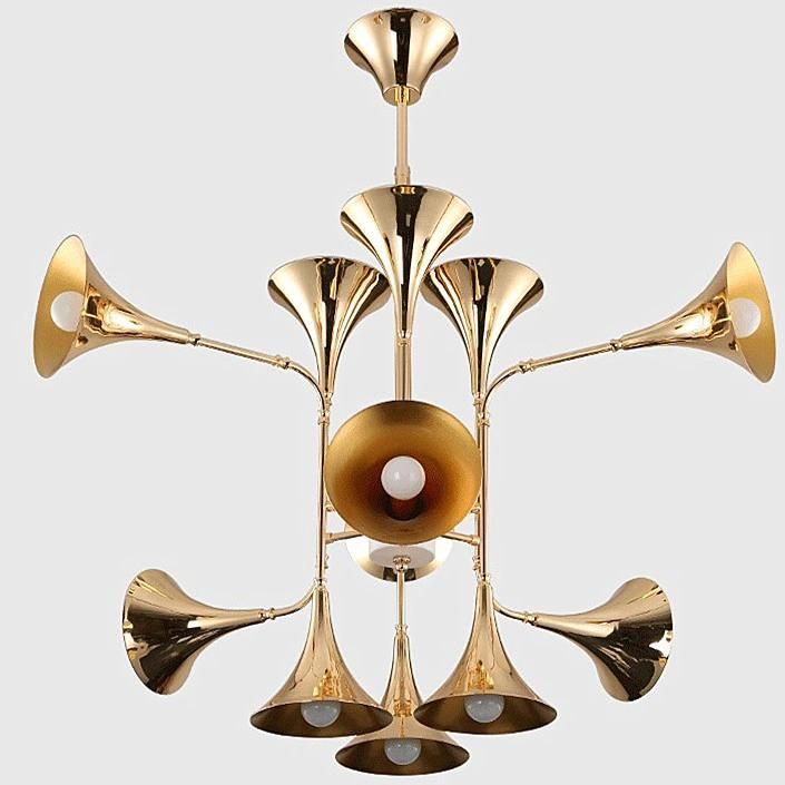 Indoor Home Decorative Lighting Gold Horn Trumpet Shape Pendant Lamp
