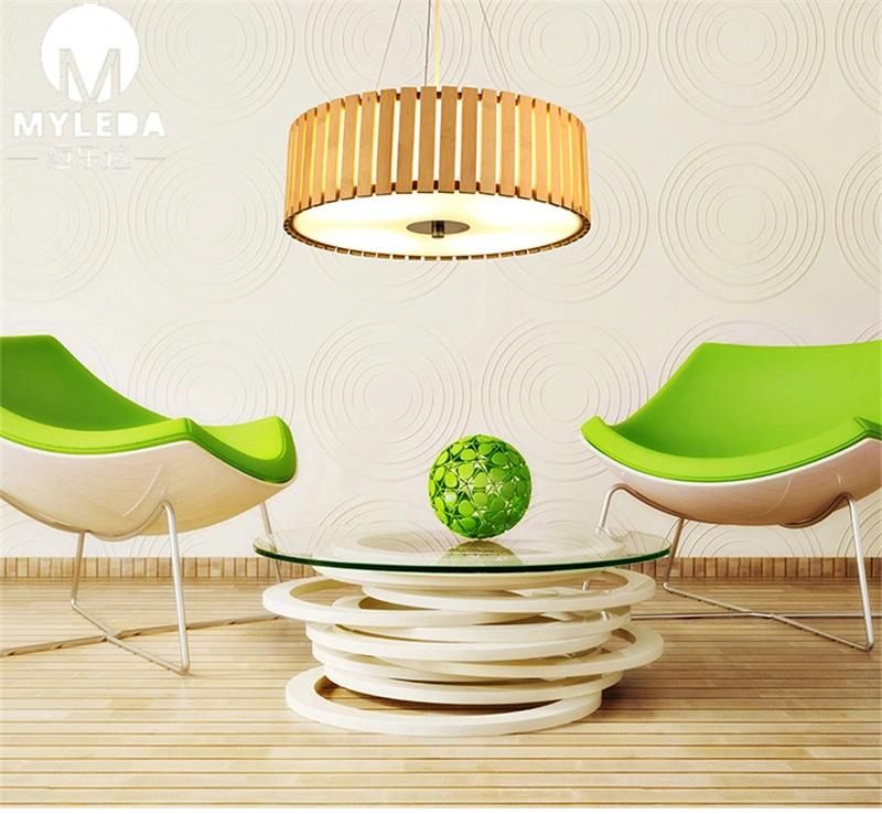 Lantern-Design Bamboo Wooden Fabric Pendant Light for Hotel