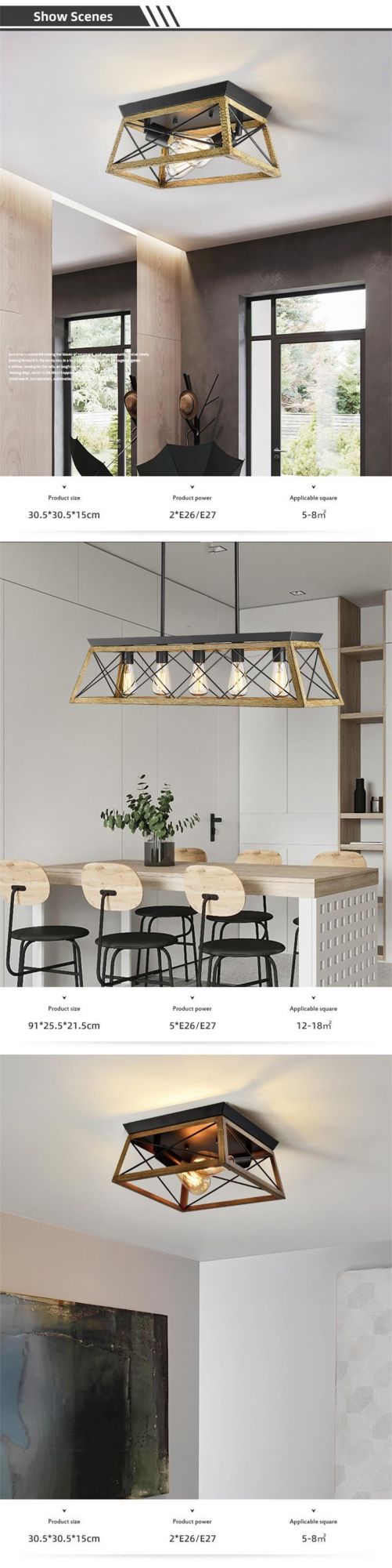 European Modern Fashion Indoor Light Be Applicable Living Room Bar Coffee Shop Farmhouse Retro Pendant Light