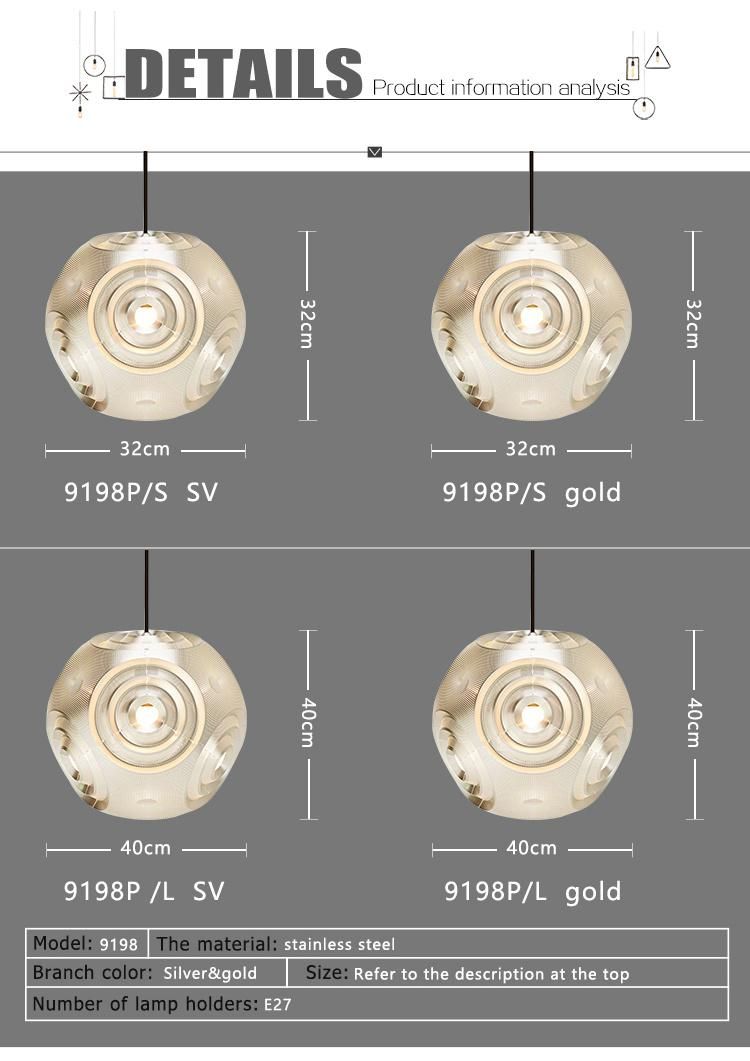 Factory Direct Sale Dlss Indoor Simple Chandelier Steel Gold Lighting