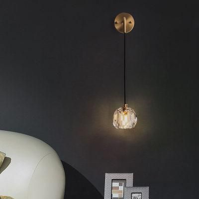 Light Luxury Crystal Light LED Bedroom Bedside Lamp Warm Background Wall Lamp