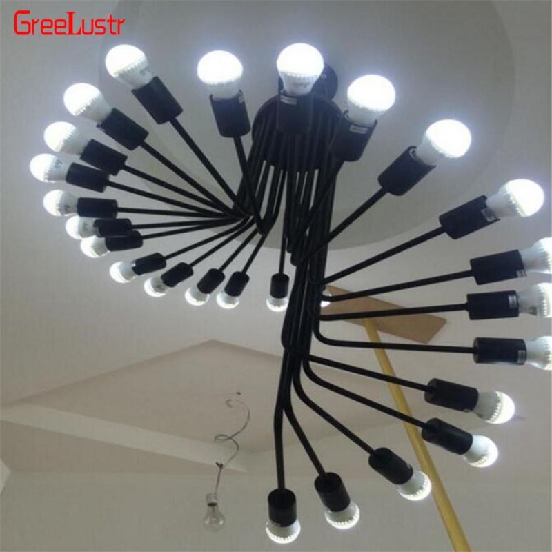 Black Staircase Pendant Lamp Multiple Retro Lustre LED Loft Pendant Lamp Home E27 Spider Lamp (WH-VP-98)
