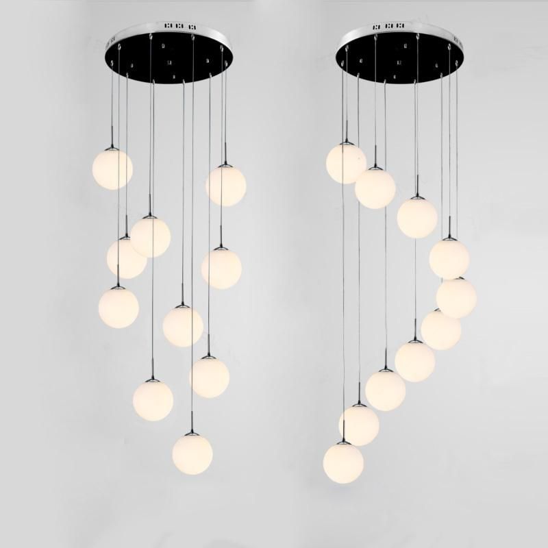 White Hurricane Glass Pendant Lights for Indoor Home Stairs Lighting (WH-GP-12)