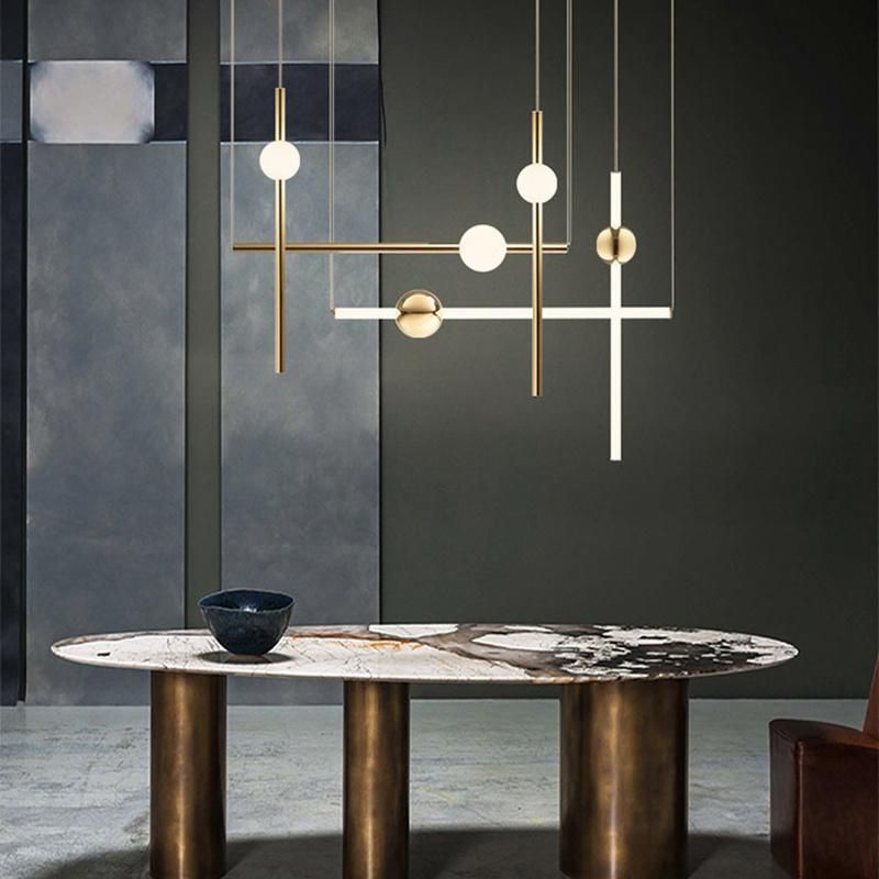 Simple Modern Chandelier Nordic Metal Restaurant Cafe Pendant Lamp Living Lights