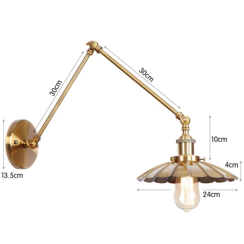 Europe Style Long Swing Arm Wall Lamp Rustic Light Fixtures Industrial Antique Brass Wall Lighting Reading Light Fixture