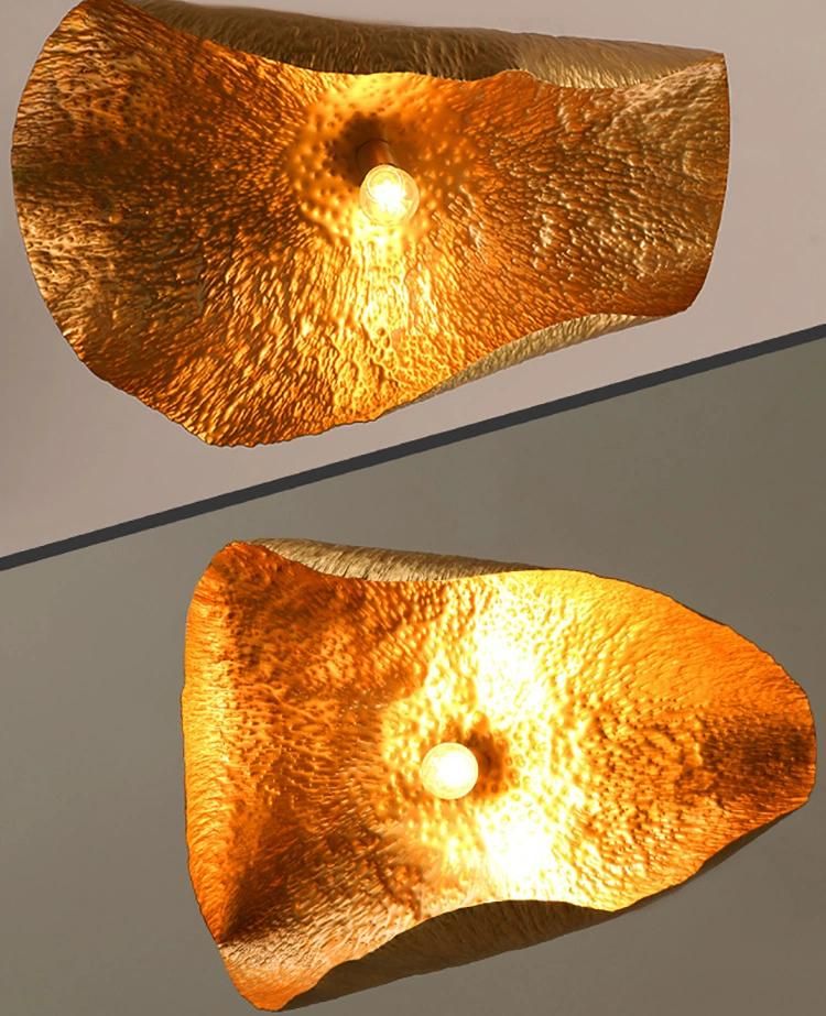 Creative Golden Lotus Leaf Chandelier Restaurant Bedside Lighting & Q Pendant Lamp Shades
