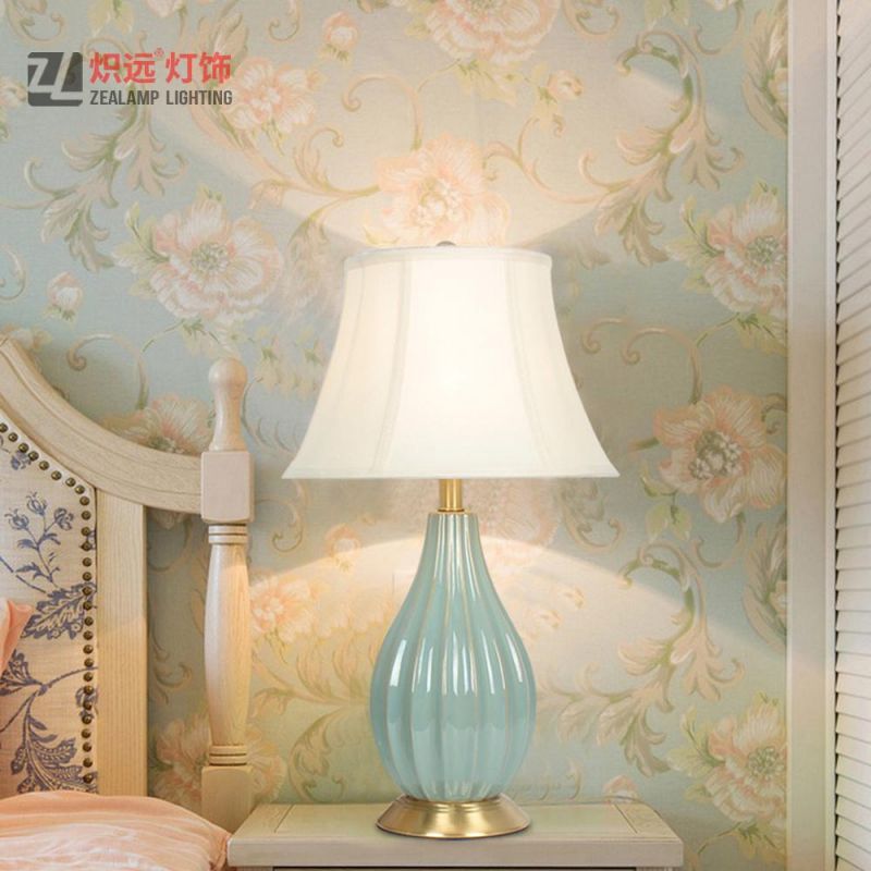 Traditional Large Chinese Bedroom Ceramic Table Lamp Green (TL8019)