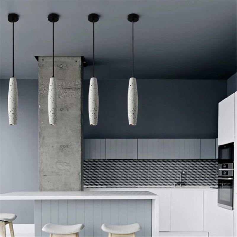 Postmodern Long Pendant Light Industrial Tube Terrazzo Cement Lights for Bar Cafe Loft Concrete pendant Lamp (WH-AP-117)