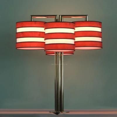 Decorative Modern Wood Veneer Fabric Shade Table Lamp for Public Area