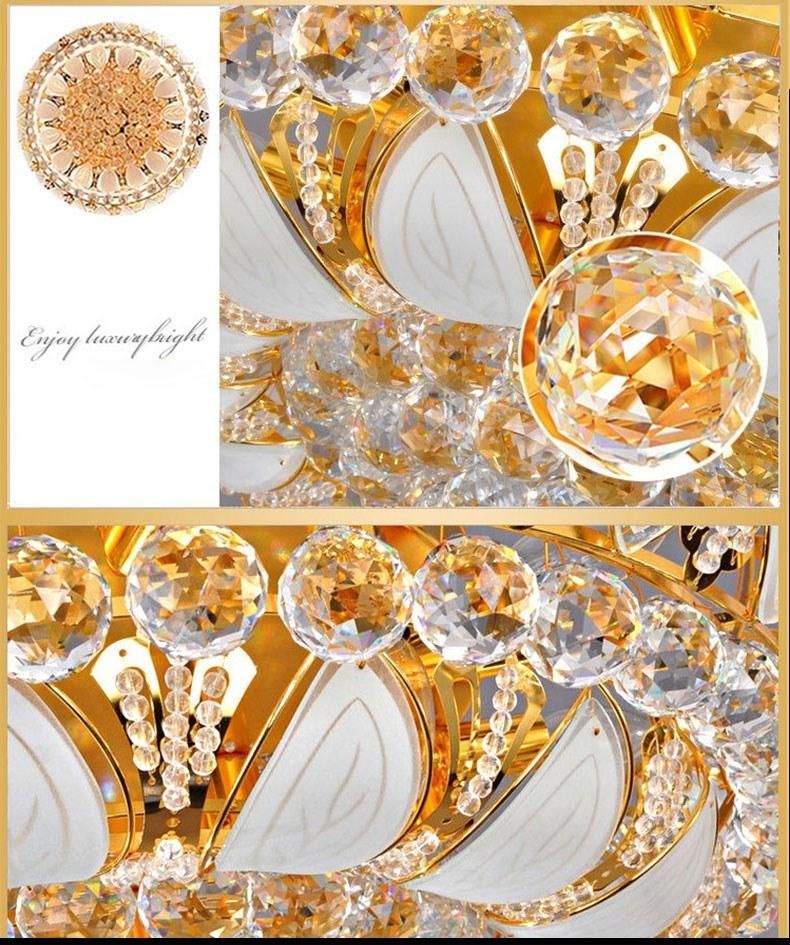 Round Gold Flush Crystal Ceiling Lights Lamp Fixtures for Indoor Home Lighting Fixtures (WH-CA-10)