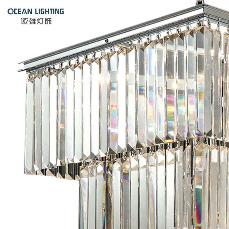 Square Indoor Lighting LED Crystal Chandelier Luxury Decoraitve pendant Lamp