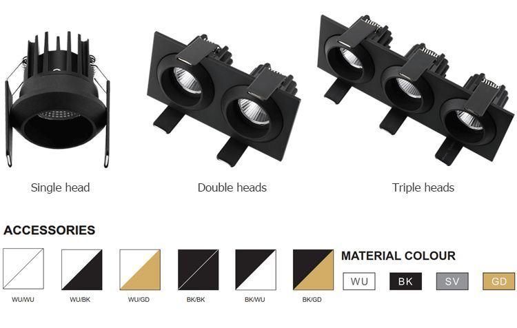 5 Years Warranty IP20 Black Frame COB LED Anti Glare Downlight