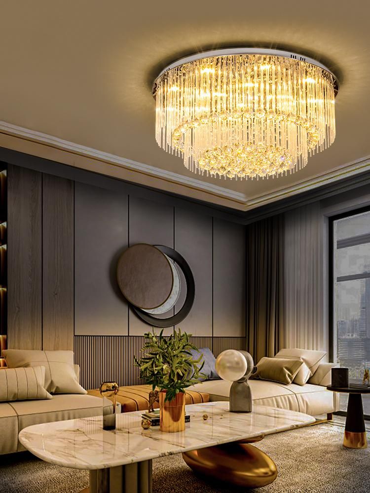 Crystal Lamp Round Living Room Lighting Atmosphere Room Modern LED Ceiling Lights Gold (WH-CA-87)