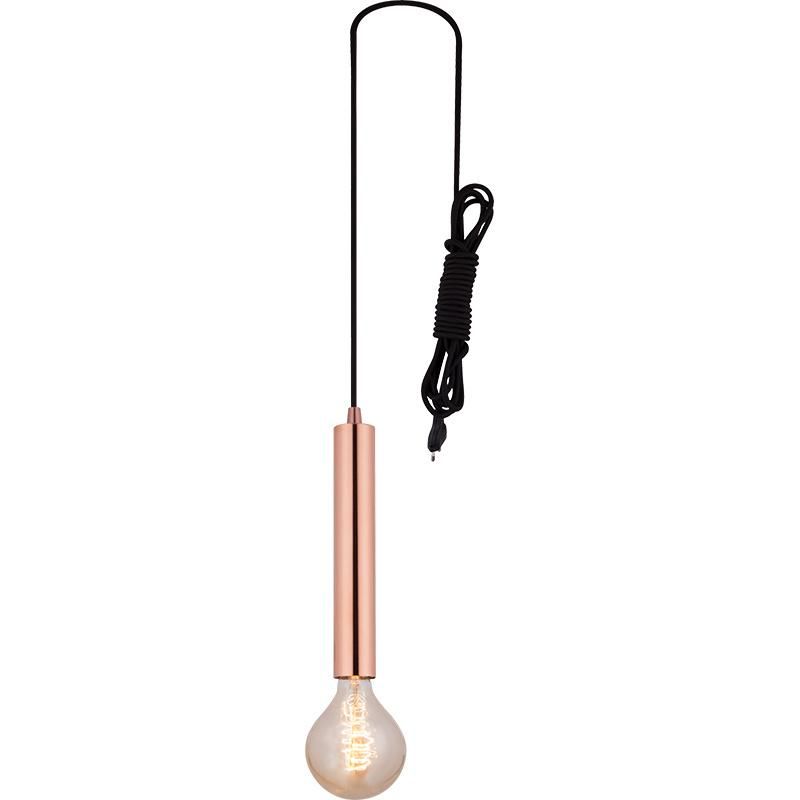 Modern Industrial Mini Pendant Light Vintage Socket E27 Lampholder with 5m Black Braid Plug Cable Pendant Light Cord Adjustable Hanging Light Kit (Matt Copper)