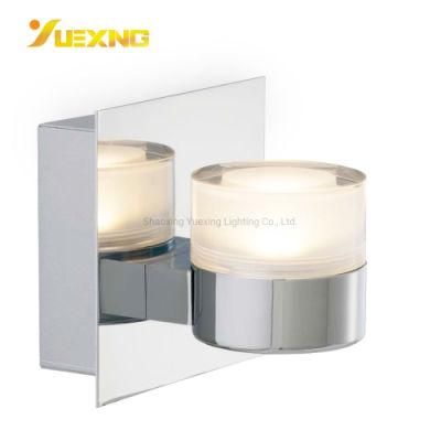 IP44 Surface Mounted Bathroom Vanity Light Industrial Indoor Round Crystal Wall Mount Lamp