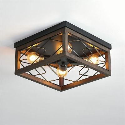 American Retro 4-Head Ceiling Lamp Imitation Wood Art Industrial Ceiling Lights (WH-LA-32)