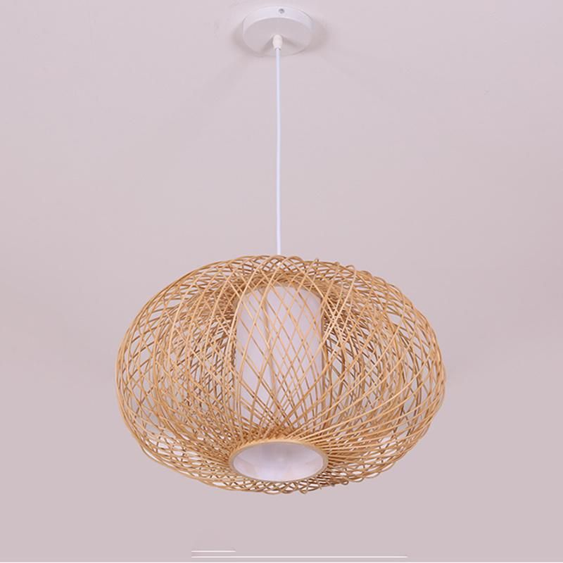 Rattan Chandelier Dining Room Lamps Bedroom Pendant Woven Lamps