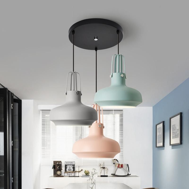 Modern LED Iron Pendant Lights Kitchen Bar Living Room Ranveig Nordic Pendant Light in Pastel Colors (WH-AP-335)