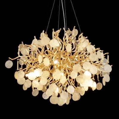 Silver LED Pendant Light Modern Chandelier Nordic Design Crystal Aluminum Hanging Lighting Lamp Villa
