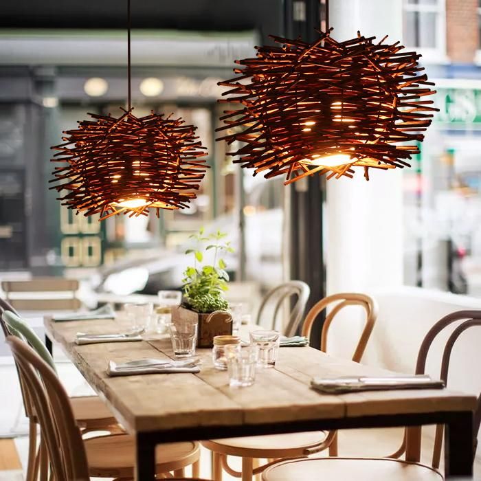 Wicker Pendant Light Shade Haging Lamp for Kitchen Restaurant Lighting Fixtures (WH-WP-10)