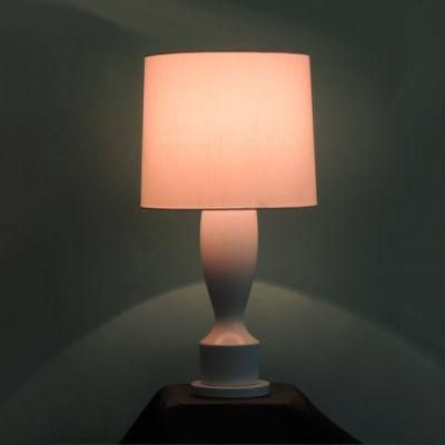 White Ceramic and Fabric Shade Fluorescent Desk Lamp Interior Lighting