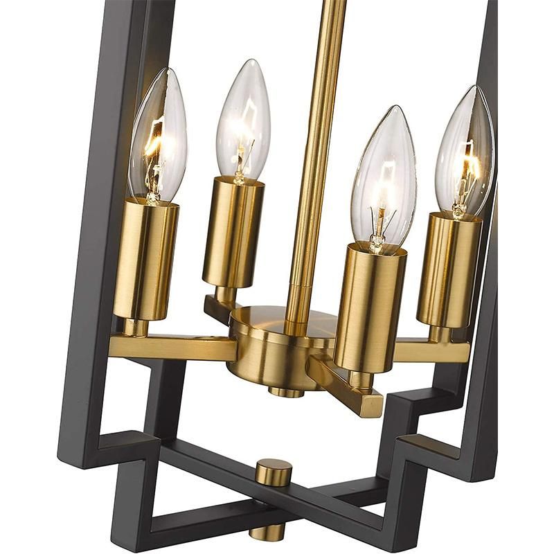 Black Gold Finish Lantern Pendant Lamp Kitchen Hanging Light Island Kitchen Island Chandeliers