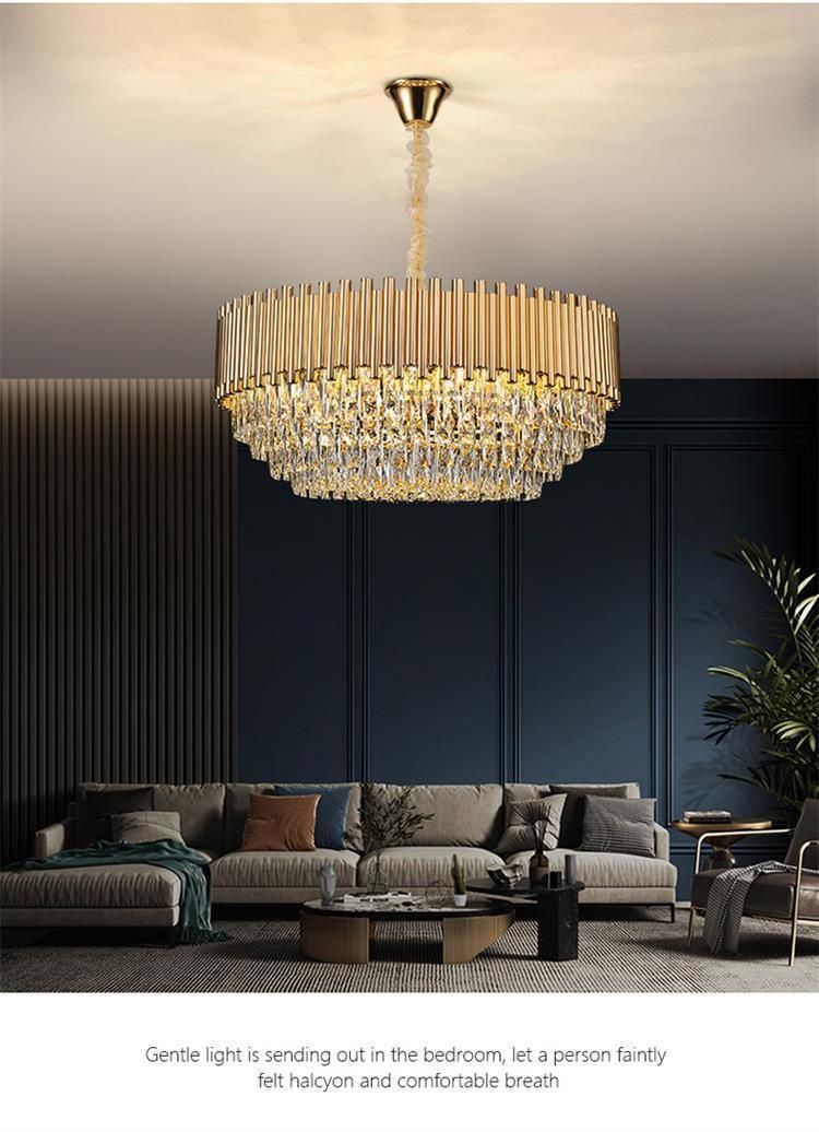 Wholesale Modern Indoor Luxury Art Design Pendant Gold K9 LED Crystal Chandeliers Light