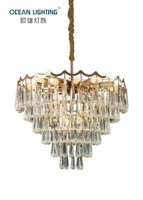 Golden Warm Lighting Multi-Storey Iron E14X12 LED Crystal Chandelier Luxury