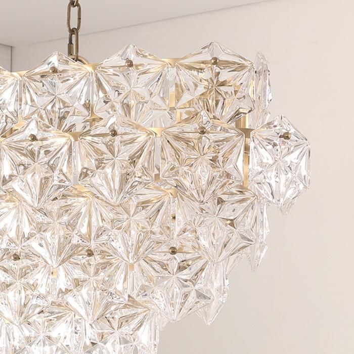 Luxury Modern Hotel Villa Restaurant Crystal Pendant Chandelier, Finished in Antique Brass Color