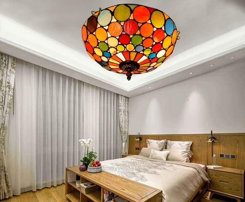 Creative Mediterranean Retro Tiffany Stained Glass Aisle Corridor Balcony Lobby Bedroom Bar Ceiling Lamp (WH-TA-34)