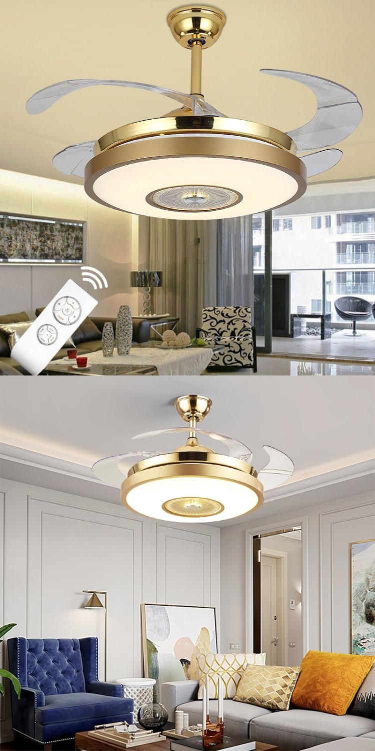 Ceiling Fan Decorative Invisible Ceiling Fan Light with Hidden Blades Remote Control for Living Room