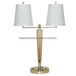 Double Shade Hotel Bedside Table Lamp with Gold Finish