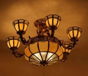 Antique Copper &amp; Glass Pendant Light for Home or Hotel