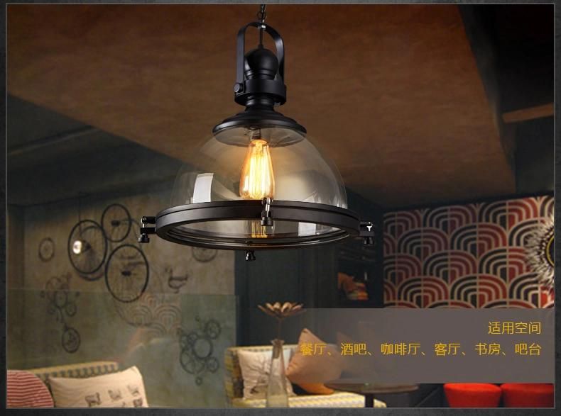 Loft Industrial Iron Glass Pendant Lamp Living Room Bar Cafe Clothing Retro Pendant Light (WH-VP-131)