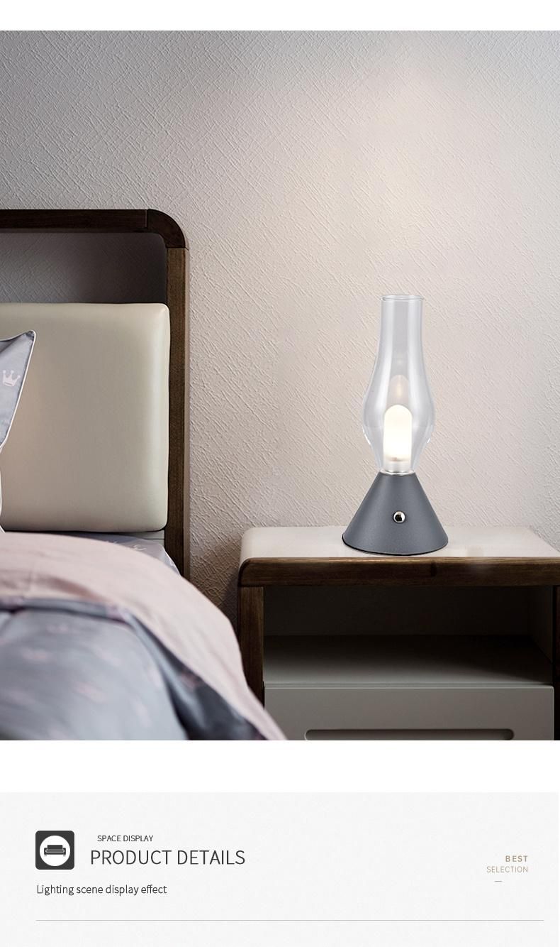 Candlestick Modeling Decoration Night Light Bedroom Table Lamp Study Rechargeable Atmosphere Lamp Modern and Contracted