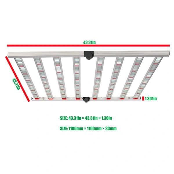 Foldable Full Spectrum 640W Samsung Lm301h Lm301b W/UV/IR Indoor Greenhouse LED Grow Light with 8 Bars for Cann