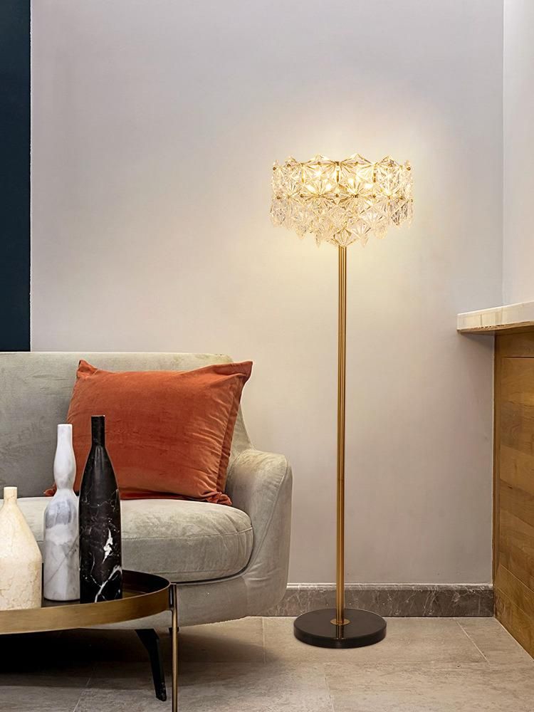 Fashion Living Room Floor Lamps Copper Designer Creative Stand Lights Torchiere Modern Luxury Crystal Vintage Lighting