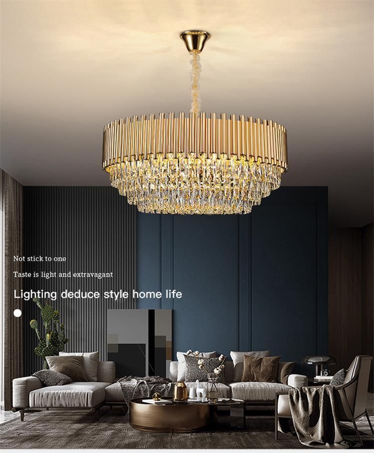 Wholesale Modern Indoor Luxury Art Design Pendant Gold K9 LED Crystal Chandeliers Light