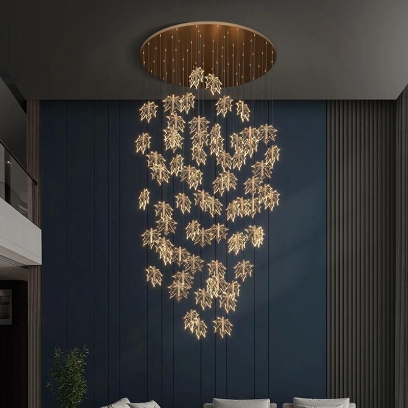 Maple Leaf Crystal Chandelier Lobby Light Pendant Lamp Bedroom Lamp