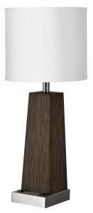 Zebrawood Hotel Table Lamp with White Linen Fabric Shade