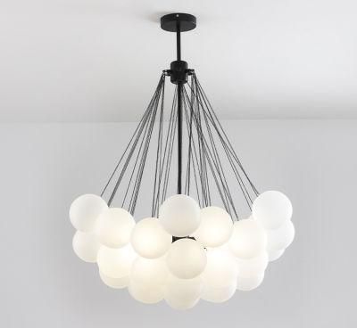 White Glass Ball Chandelier Living Room Bedroom Bedside Lamp Dining Room Lamp