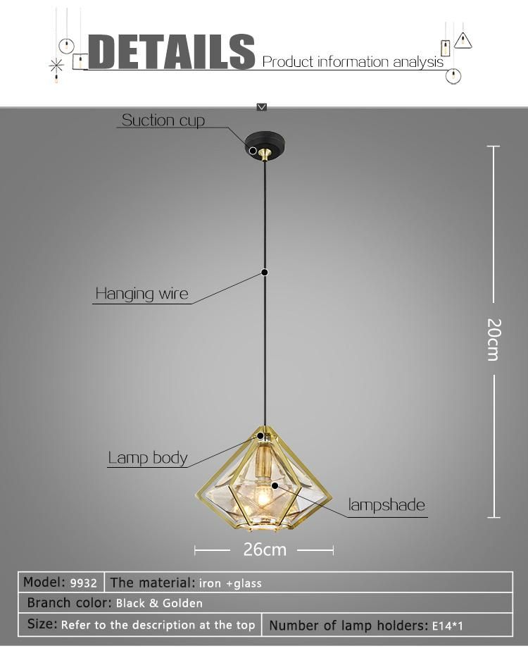 Modern Gold Simple Creative Art Suspended Wire Pendant Lighting
